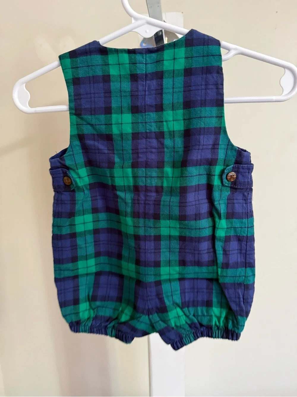 Janie and Jack Blue & Green Tartan Plaid Romper